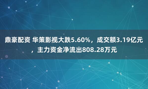 鼎豪配资 华策影视大跌5.60%，成交额3.19亿元，主力资金净流出808.28万元
