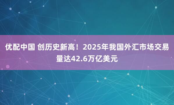 优配中国 创历史新高！2025年我国外汇市场交易量达42.6万亿美元